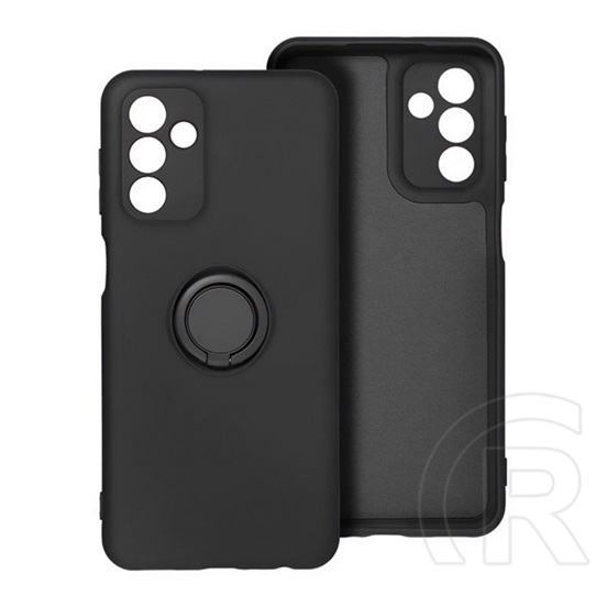 Gigapack Samsung Galaxy S25 (SM-S931) szilikon telefonvédő (tartógyűrű, plüss belső, mágneses, kameravédő) fekete
