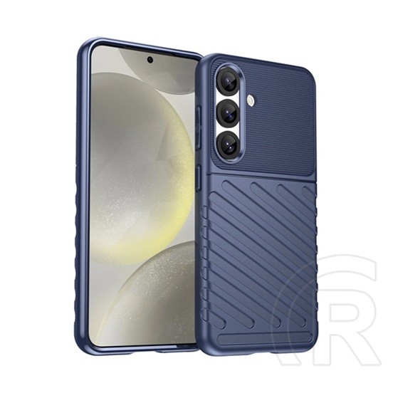 Gigapack Samsung Galaxy S25 (SM-S931) szilikon telefonvédő (ütésállóság, csíkos, dombor minta) sötétkék