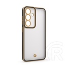 Gigapack Samsung Galaxy S25 (SM-S931) szilikon telefonvédő (ütésállóság, matt, műanyag hátlap, kameravédő) arany/fekete