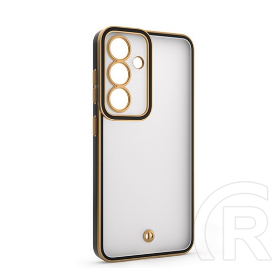 Gigapack Samsung Galaxy S25 (SM-S931) szilikon telefonvédő (ütésállóság, matt, műanyag hátlap, kameravédő) arany/fekete