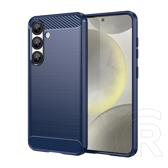 Gigapack Samsung Galaxy S25 (SM-S931) szilikon védő (ütésálló, légpárnás sarok, szálcsiszolt, karbon minta) sötétkék