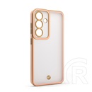 Gigapack Samsung Galaxy S25 (SM-S931) szilikon védő (ütésállóság, matt, műanyag hátlap, kameravédő) arany/rózsaszín