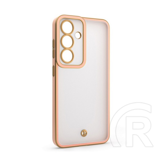 Gigapack Samsung Galaxy S25 (SM-S931) szilikon védő (ütésállóság, matt, műanyag hátlap, kameravédő) arany/rózsaszín
