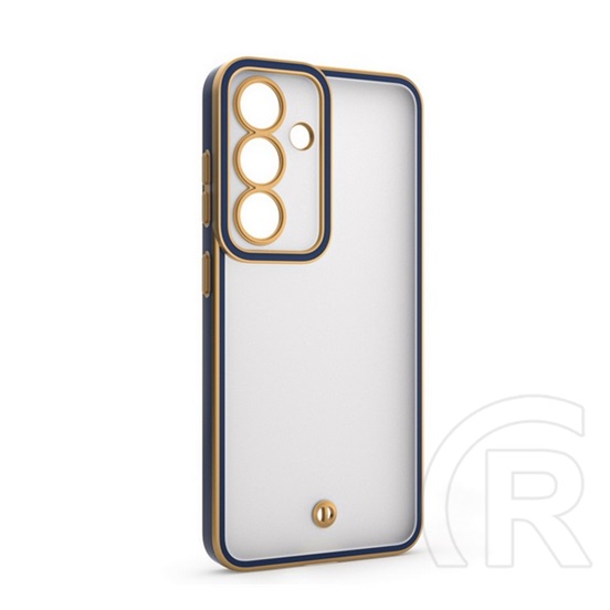 Gigapack Samsung Galaxy S25 (SM-S931) szilikon védő (ütésállóság, matt, műanyag hátlap, kameravédő) arany/sötétkék