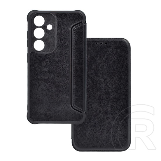 Gigapack Samsung Galaxy S25 (SM-S931) tok álló, bőr hatású (flip, ütésálló, légpárnás sarok, kameravédő) fekete