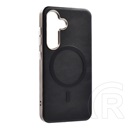 Gigapack Samsung Galaxy S25 (SM-S931) védő (eco bőr hatású, karcolásmentesítő belső, fém kameravédő, mágneses) fekete