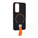 Gigapack Samsung Galaxy S25 (SM-S931) védő (mikrofiber plüss belső, kameravédő, ujjra húzható pánt, magsafe) fekete