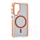 Gigapack Samsung Galaxy S25 (SM-S931)  védő (ütésálló, légpárnás sarok, karbon minta, wireless, magsafe) narancssárga