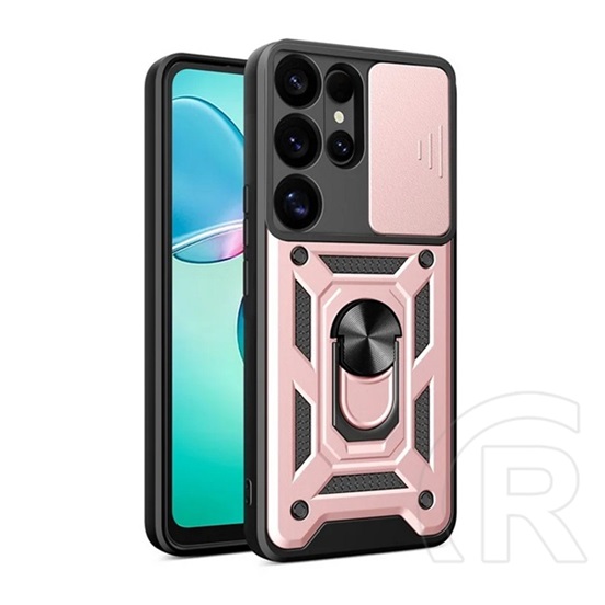 Gigapack Samsung Galaxy S25 Ultra (SM-S938) defender szilikon telefonvédő (ütésálló, tartógyűrű, kameravédő) rozéarany