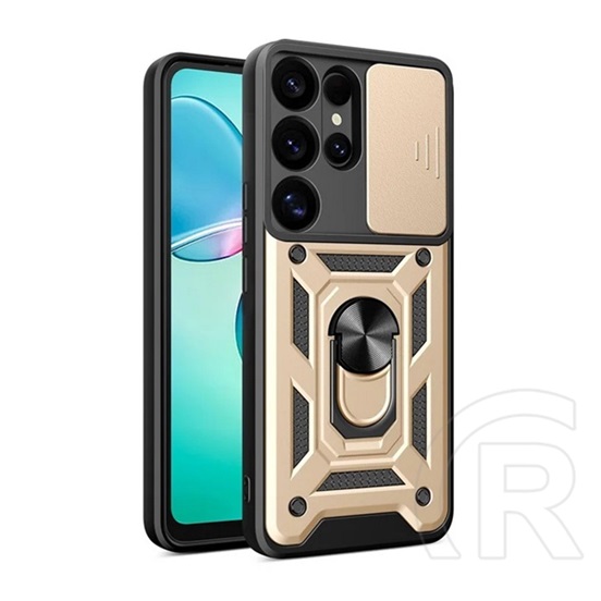 Gigapack Samsung Galaxy S25 Ultra (SM-S938) defender szilikon telefonvédő (ütésállóság, tartógyűrű, kameravédő) arany