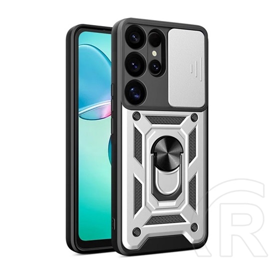Gigapack Samsung Galaxy S25 Ultra (SM-S938) defender szilikon telefonvédő (ütésállóság, tartógyűrű, kameravédő) ezüst