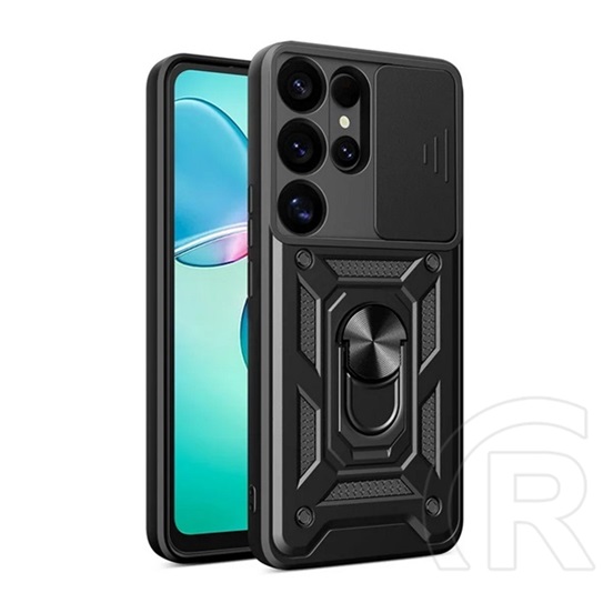 Gigapack Samsung Galaxy S25 Ultra (SM-S938) defender szilikon telefonvédő (ütésállóság, tartógyűrű, kameravédő) fekete