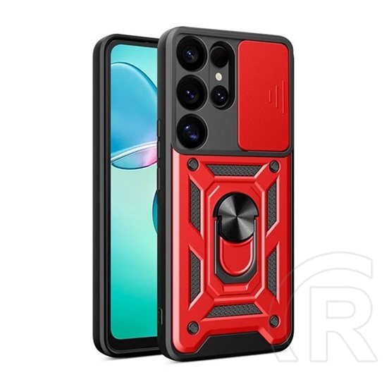 Gigapack Samsung Galaxy S25 Ultra (SM-S938) defender szilikon telefonvédő (ütésállóság, tartógyűrű, kameravédő) piros