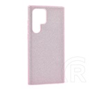 Gigapack Samsung Galaxy S25 Ultra (SM-S938) szilikon telefonvédő (műanyag belső, csillogó hátlap) rózsaszín