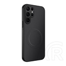 Gigapack Samsung Galaxy S25 Ultra (SM-S938) szilikon telefonvédő (műanyag hátlap, karbon minta, mágneses) fekete