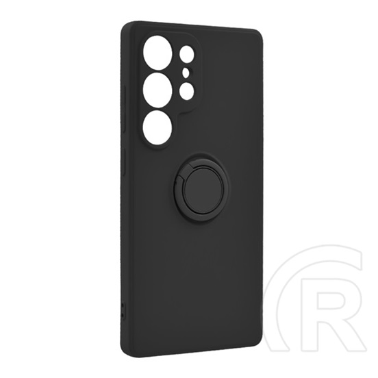 Gigapack Samsung Galaxy S25 Ultra (SM-S938) szilikon telefonvédő (tartógyűrű, plüss belső, mágneses, kameravédő) fekete