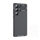 Gigapack Samsung Galaxy S25 Ultra (SM-S938) szilikon telefonvédő (ütésállóság, légpárnás sarok, karbon minta) fekete