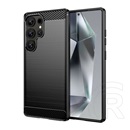 Gigapack Samsung Galaxy S25 Ultra (SM-S938) szilikon védő (ütésálló, légpárnás sarok, szálcsiszolt, karbon minta) fekete