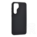 Gigapack Samsung Galaxy S25 Ultra (SM-S938) szilikon védő (ütésálló, műanyag hátlap, magsafe, karbon minta) fekete