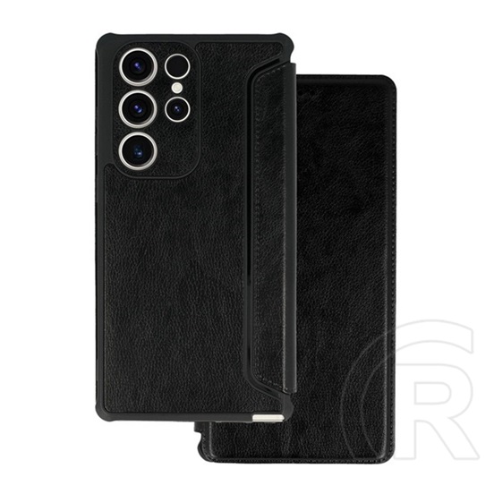 Gigapack Samsung Galaxy S25 Ultra (SM-S938) tok álló, bőr hatású (flip, ütésálló, légpárnás sarok, kameravédő) fekete