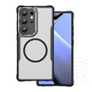 Gigapack Samsung Galaxy S25 Ultra (SM-S938) védő (ütésálló, légpárnás sarok, kameravédő, karbon minta, magsafe) fekete