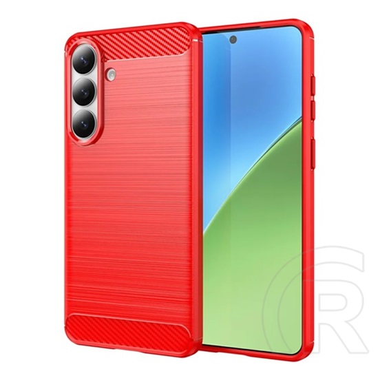 Gigapack Samsung Galaxy S26 Plus (SM-S947) szilikon védő (ütésálló, légpárnás, szálcsiszolt, karbon minta) piros