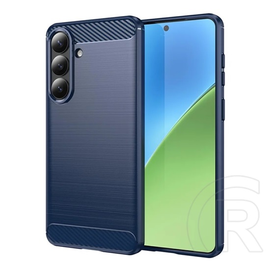 Gigapack Samsung Galaxy S26 Plus (SM-S947) szilikon védő (ütésálló, légpárnás, szálcsiszolt, karbon minta) sötétkék