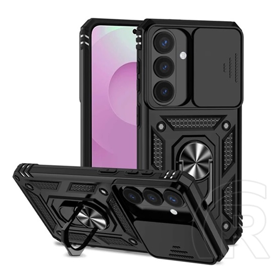 Gigapack Samsung Galaxy S26 (SM-S942) defender szilikon védő (ütésálló, tartógyűrű, kameravédő) fekete