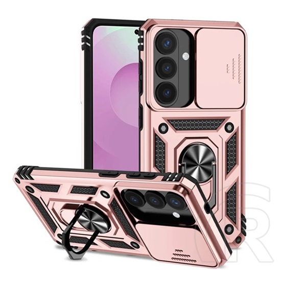 Gigapack Samsung Galaxy S26 (SM-S942) defender szilikon védő (ütésálló, tartógyűrű, kameravédő) rozéarany