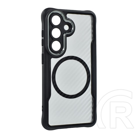 Gigapack Samsung Galaxy S26 (SM-S942) szilikon védő (ütésálló, légpárnás, kameravédő, karbon minta, magsafe) fekete