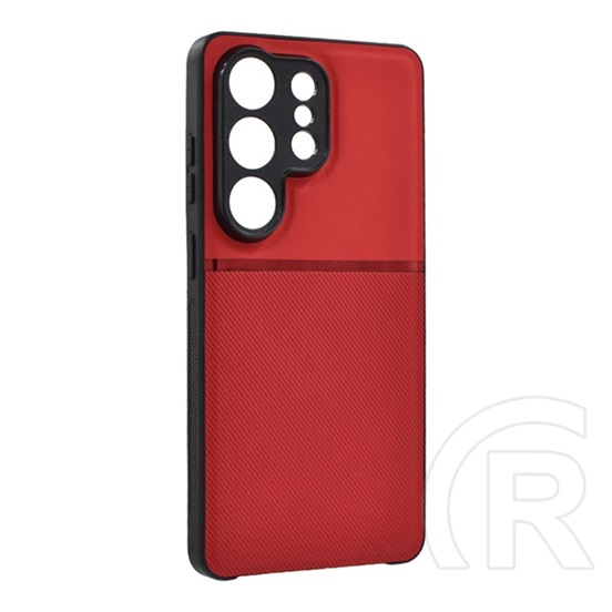 Gigapack Samsung Galaxy S26 Ultra (SM-S948) szilikon védő (ütésálló, mágneses, bőr hatású hátlap, csíkos) piros