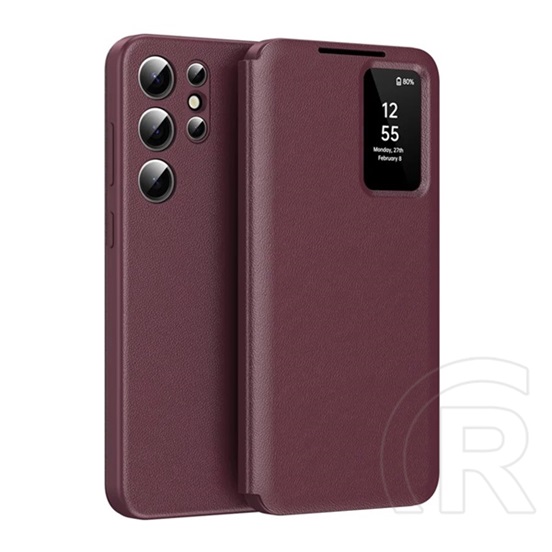 Gigapack Samsung Galaxy S26 Ultra (SM-S948) tok álló (aktív flip, oldalra nyíló, smart view cover) bordó