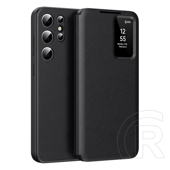 Gigapack Samsung Galaxy S26 Ultra (SM-S948) tok álló (aktív flip, oldalra nyíló, smart view cover) fekete