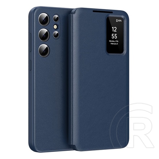 Gigapack Samsung Galaxy S26 Ultra (SM-S948) tok álló (aktív flip, oldalra nyíló, smart view cover) sötétkék
