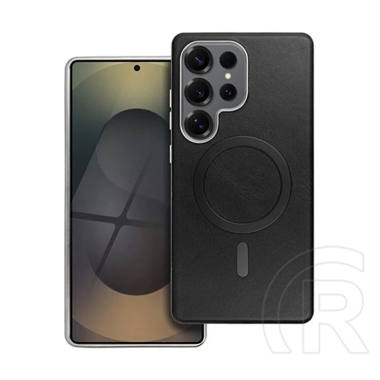 Gigapack Samsung Galaxy S26 szilikon védő (eco bőr hatású hátlap, karcolásmentesítő belső,kameravédő, mágneses)fekete