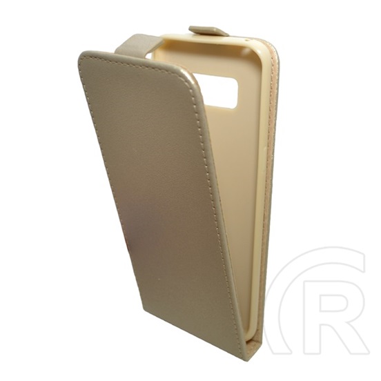 Gigapack Samsung Galaxy S8 (SM-G950) tok álló, bőr hatású (flip, lefelé nyíló, szilikon tartó) arany