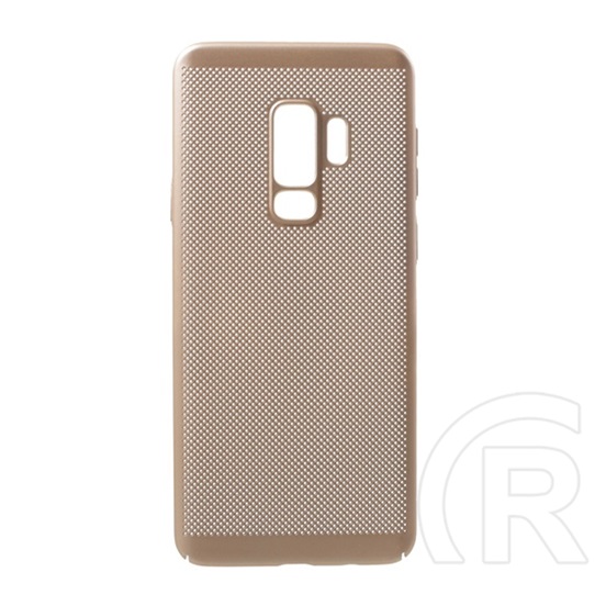 Gigapack Samsung Galaxy S9 Plus (SM-G965) műanyag telefonvédő (gumírozott, lyukacsos minta) arany