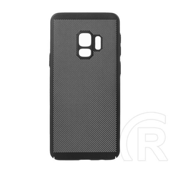 Gigapack Samsung Galaxy S9 (SM-G960) műanyag telefonvédő (gumírozott, lyukacsos minta) fekete