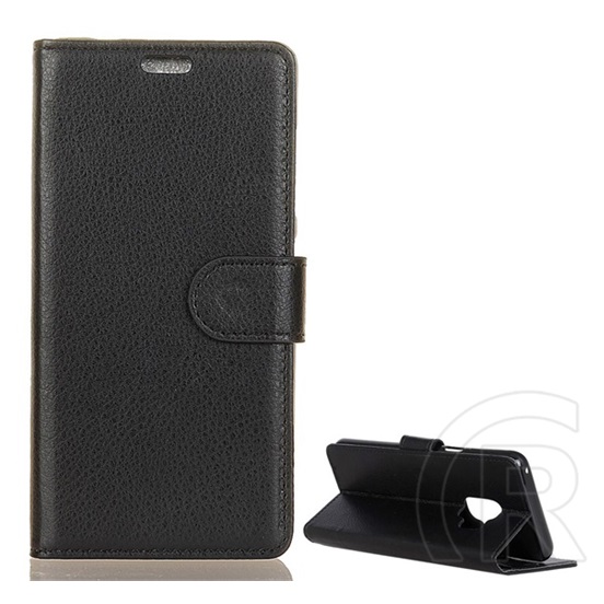 Gigapack Samsung Galaxy S9 (SM-G960) tok álló, bőr hatású (flip, asztali tartó funkció, prémium) fekete