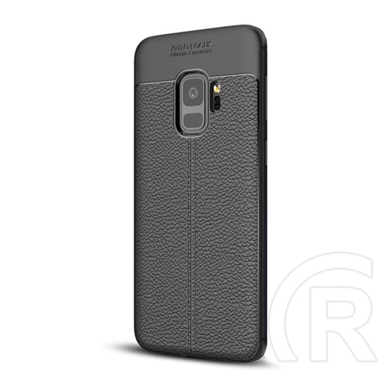 Gigapack Samsung Galaxy S9 Szilikon telefonvédő (bőr hatású, varrás minta, fekete)