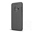 Gigapack Samsung Galaxy S9 Szilikon telefonvédő (bőr hatású, varrás minta, fekete)