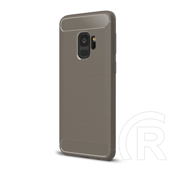 Gigapack Samsung Galaxy S9 Szilikon telefonvédő  (légpárnás sarok, szálcsiszolt, karbon minta, szürke)