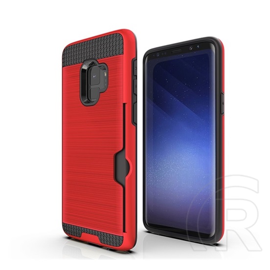 Gigapack Samsung Galaxy S9 műanyag telefonvédő (közepesen ütésálló, szálcsiszolt minta, piros)
