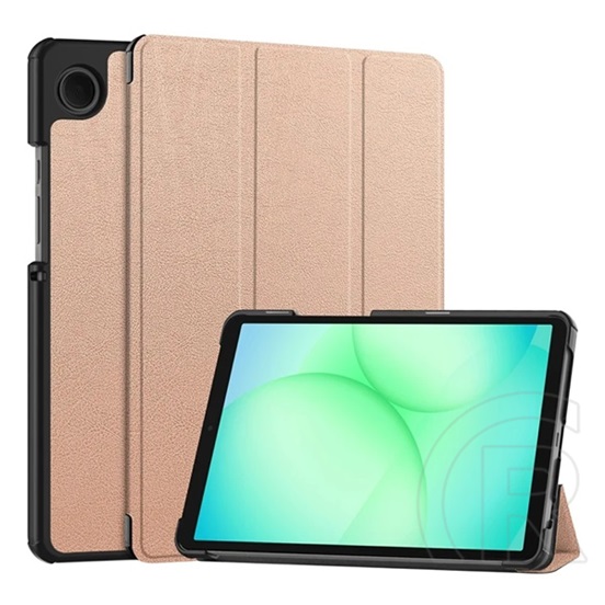 Gigapack Samsung Galaxy Tab A11 LTE (SM-X135)  tok álló, bőr hatású (flip, trifold, asztali tartó) rozéarany