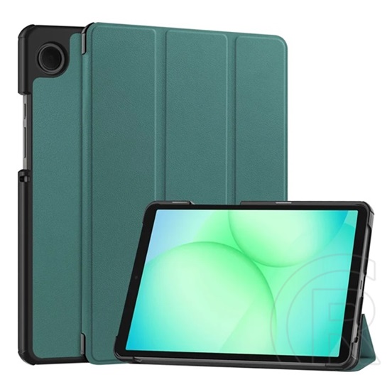 Gigapack Samsung Galaxy Tab A11 LTE (SM-X135)  tok álló, bőr hatású (flip, trifold, asztali tartó) sötétzöld