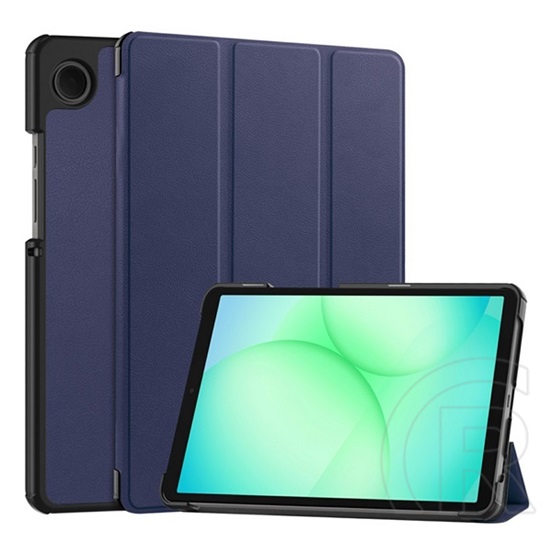 Gigapack Samsung Galaxy Tab A11 WIFI (SM-X130)  tok álló, bőr hatású (flip, trifold, asztali tartó) sötétkék