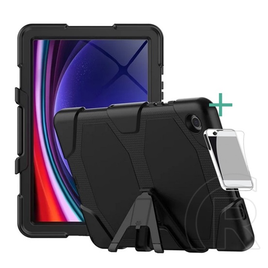 Gigapack Samsung Galaxy Tab A9 Plus WIFI (SM-X210)  (360°-os védelem, erős ütésálló, kitámasztó + képernyőfólia) fekete
