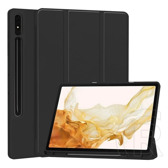 Gigapack Samsung Galaxy Tab S10 Plus LTE (SM-X826B)  tok, bőr hatású (aktív flip, asztali tartó, ceruza tartó) fekete
