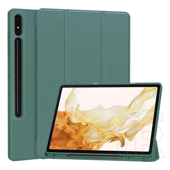 Gigapack Samsung Galaxy Tab S10 Plus LTE (SM-X826B)  tok, bőr hatású (aktív flip, asztali tartó, ceruza tartó) sötétzöld