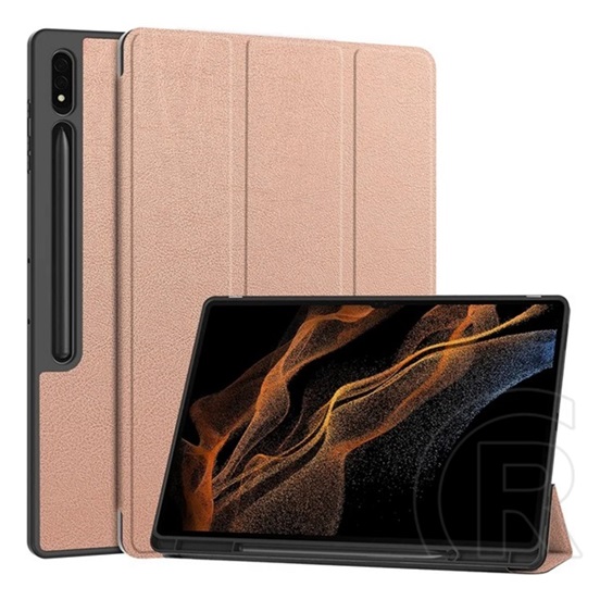 Gigapack Samsung Galaxy Tab S10 Ultra LTE (SM-X926B) tok (aktív flip, asztali tartó, ceruza tartó) rozéarany